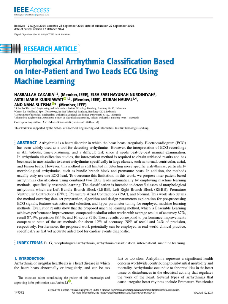 38 Morphological Arrhythmia Classification Based on Inter-Patient and ...