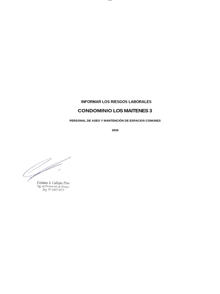 Irl Personal de Aseo y Espacios Comunes Los Maitenes 3 | PDF ...