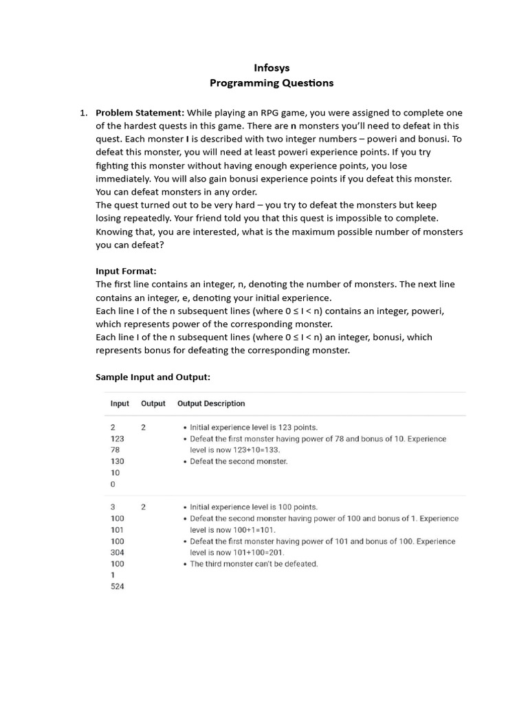 Programming Sheet Infosys | PDF | Discrete Mathematics | Mathematics