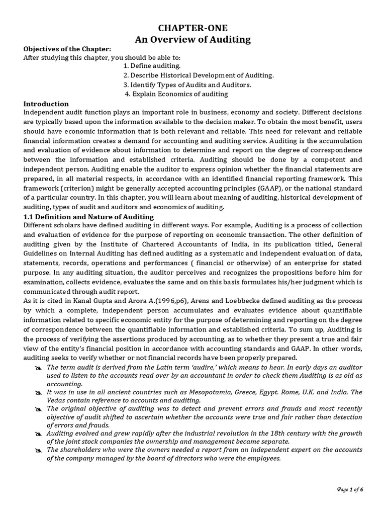 CH 1 an Overview of Auditing 1 | PDF | Audit | Accounting