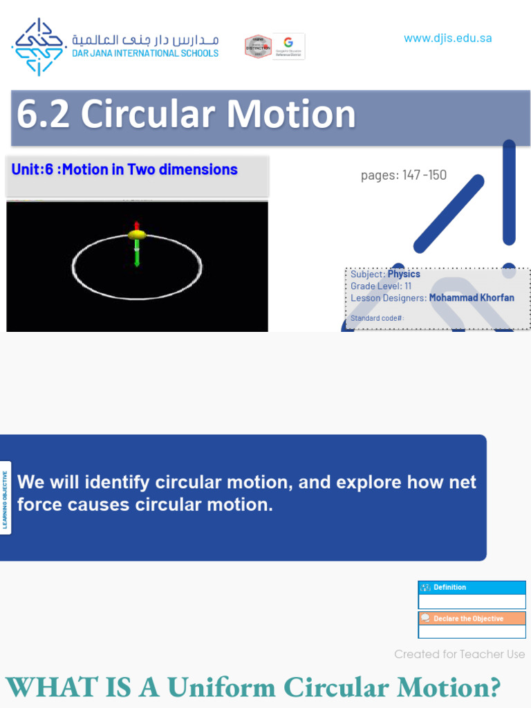 EDI G11 Lesson 6.2 Circular Motion | PDF | Acceleration | Force