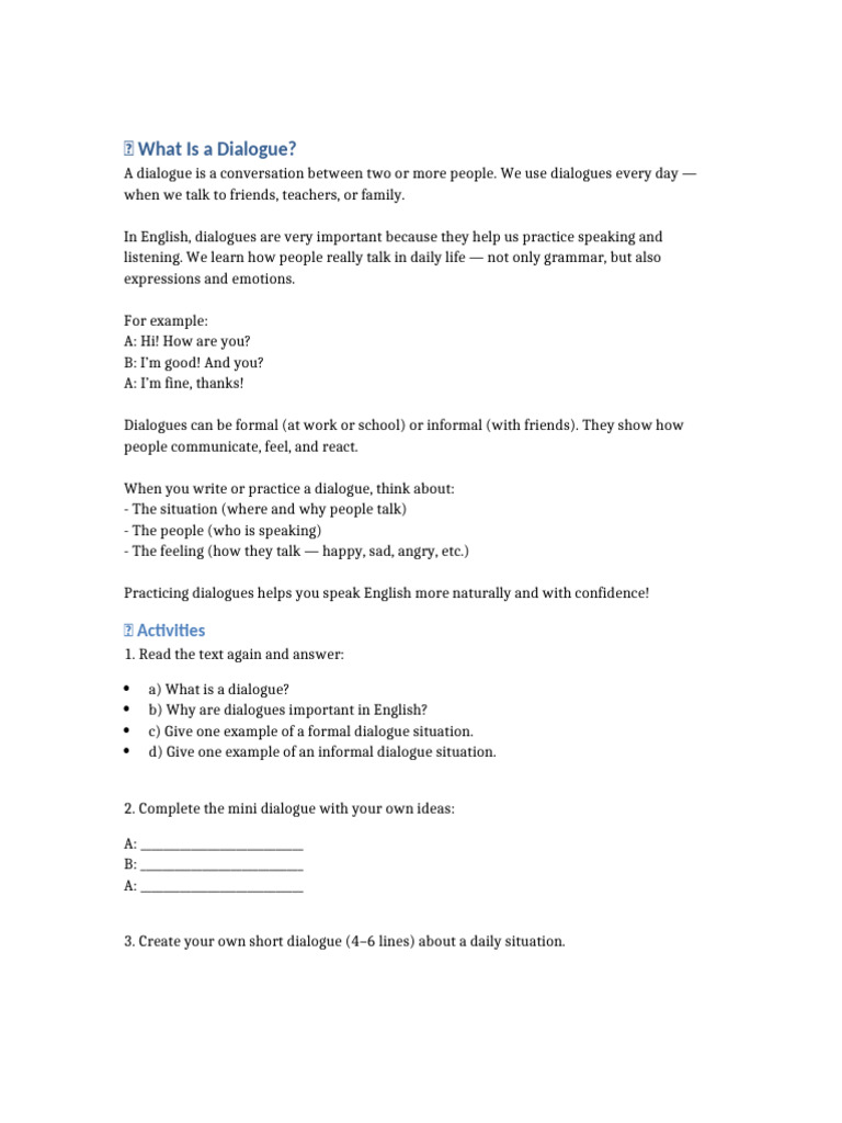 What is a Dialogue | PDF