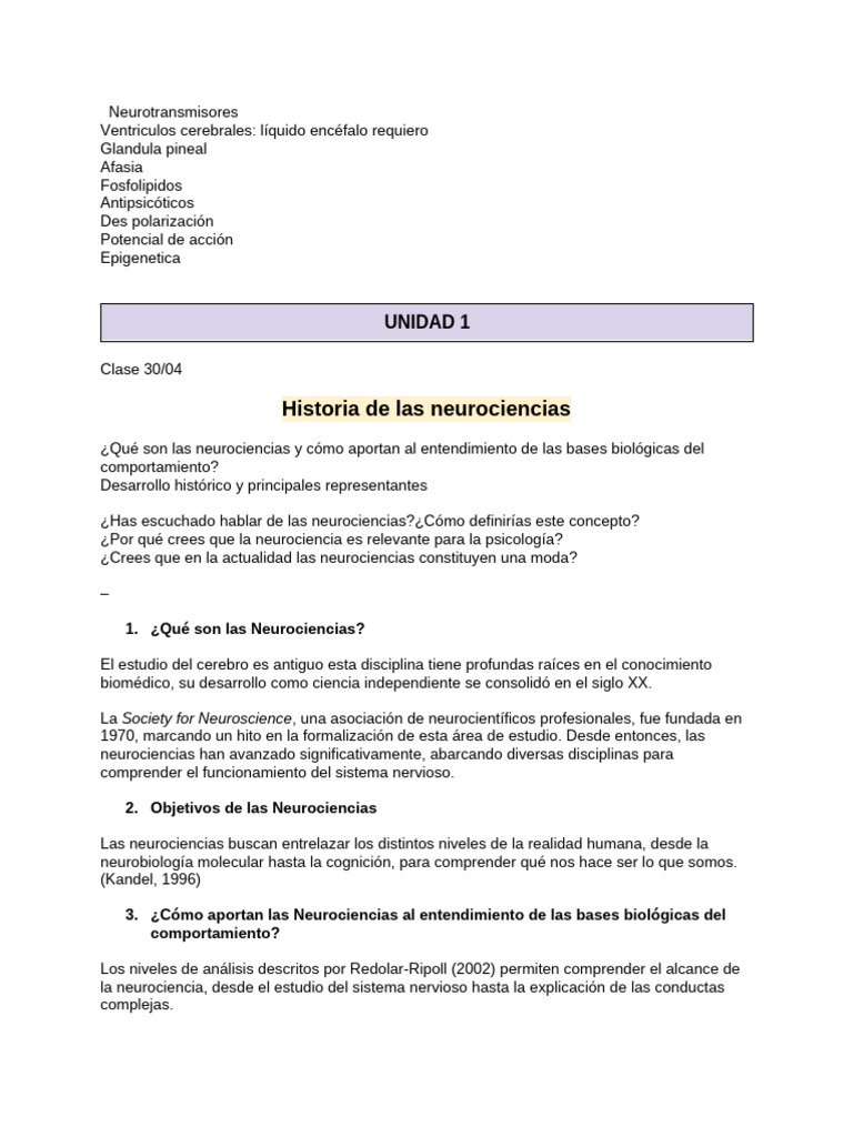 Clases BASES BIO | PDF | Neurociencia | Cerebro