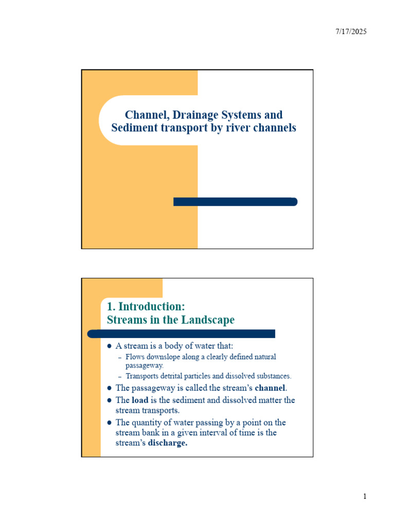 Lecture 7 Channel and Drainage Patterns and Sediment Transport | PDF ...