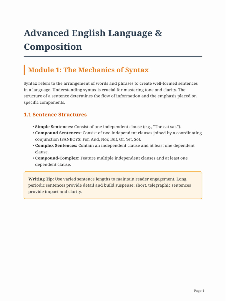 English Language Class Notes V2 | PDF | Narration | Narrative