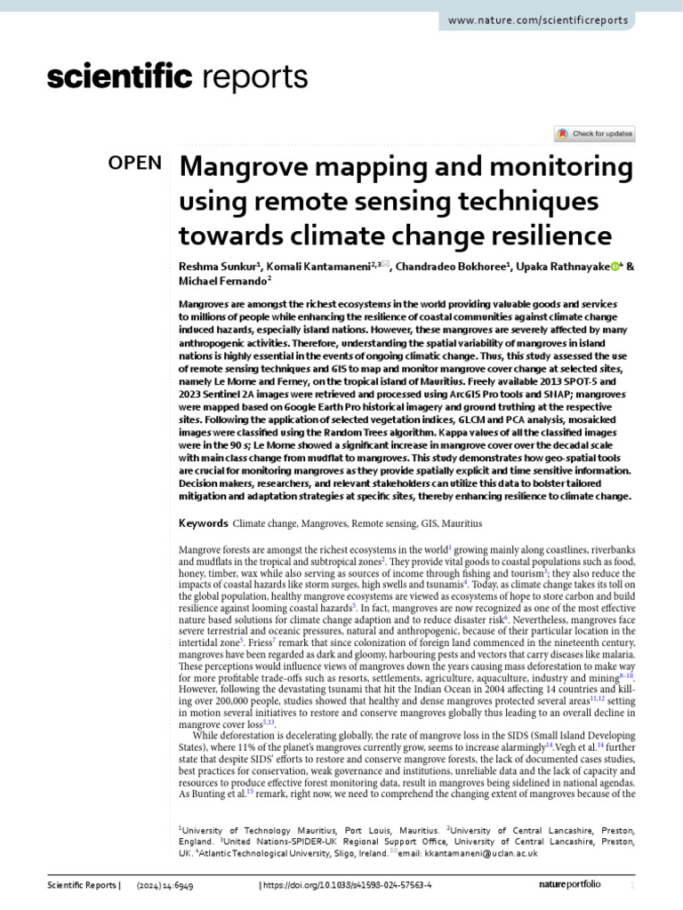 Mangrove Mapping and Monitoring Using Remote Sensing Techniques Towards ...