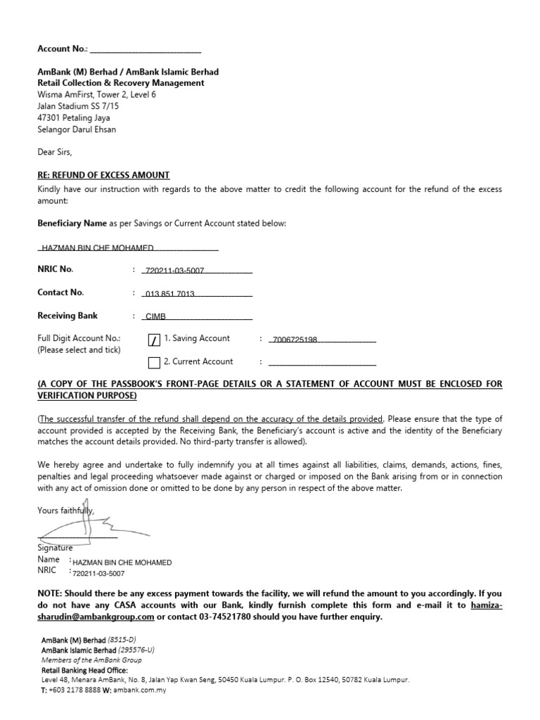 Refund Form (Latest) | PDF