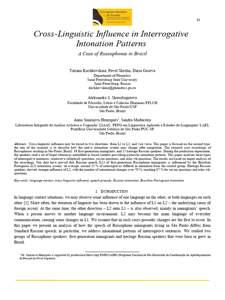 Cross-Linguistic Influence in Interrogative Intonation Patterns | PDF ...
