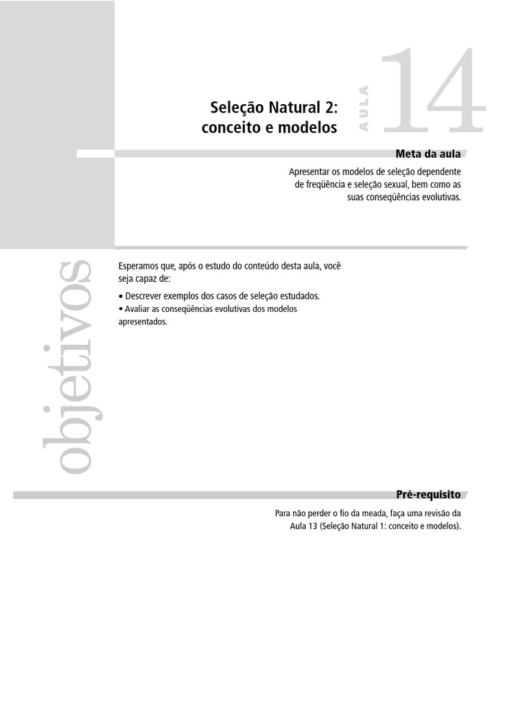 7 - Seleção Natural 2, Conceito e Modelos | PDF | Seleção sexual ...