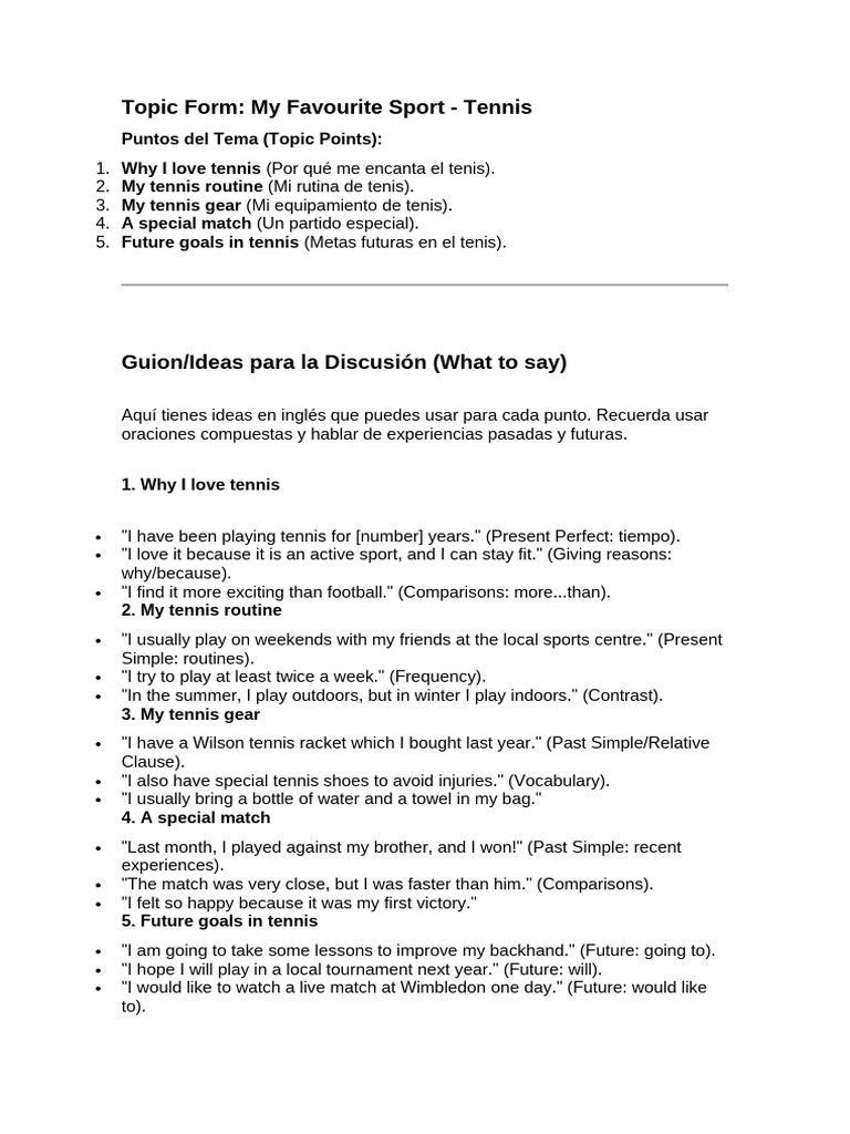 Topic Form tenis sport trinity gese 5 | PDF | Sports