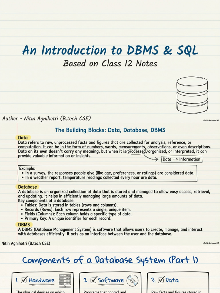 Dbms and SQL Notes | PDF