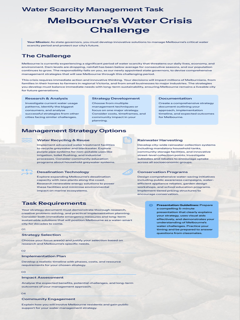 Water Scarcity Management Task | PDF | Water Scarcity | Sustainability