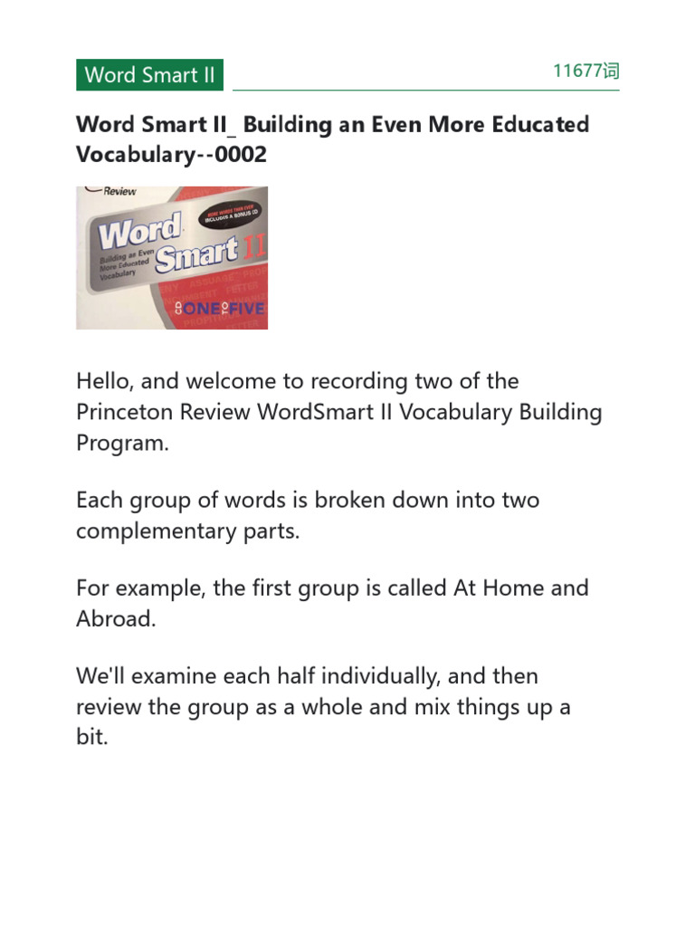 Word Smart II_ Building an Even More Educated Vocabulary--0002 | PDF ...