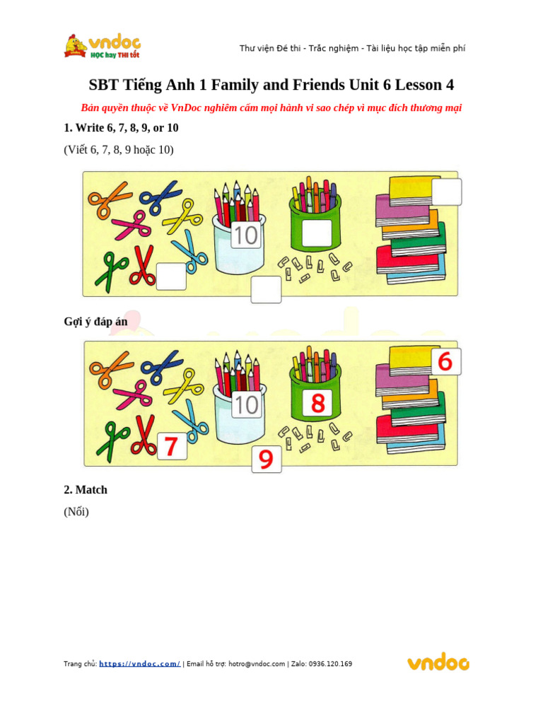 Sbt Tieng Anh 1 Family and Friends Unit 6 Lesson 4 | PDF