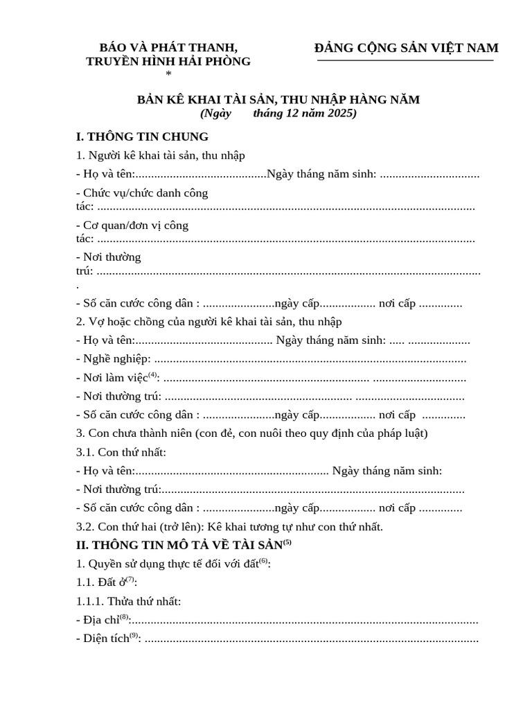 Mau Ke Khai Tai San 2025 (TP, PTP) | PDF