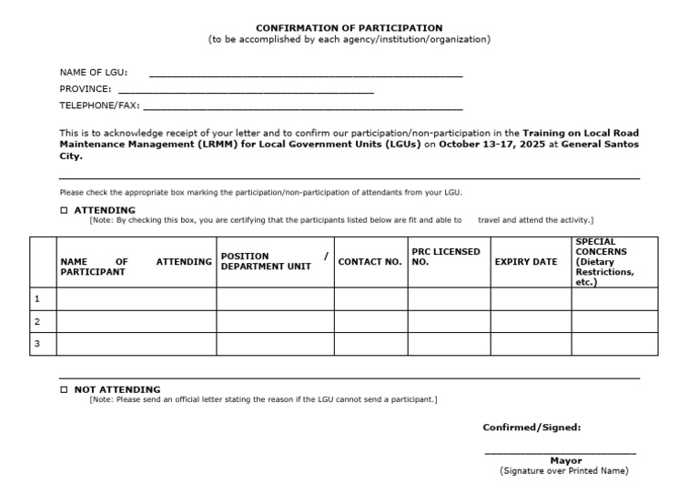 Confirmation Sheet | PDF