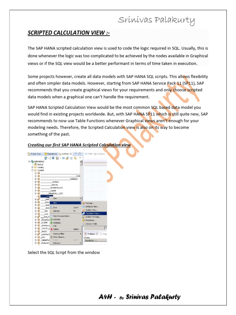 CLASS-21 - Scripted Calculation View | PDF | Parameter (Computer ...