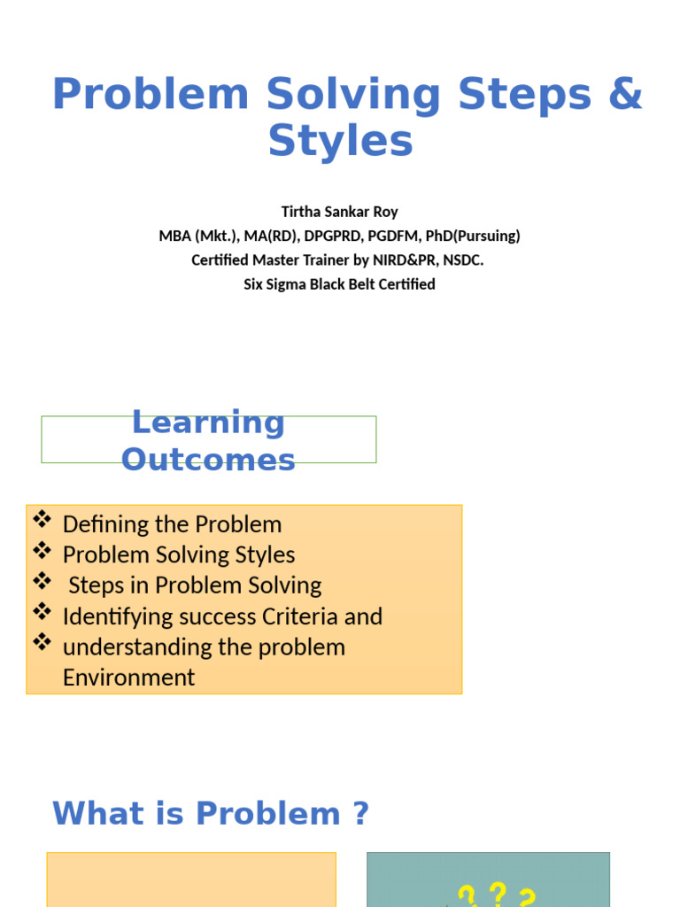 Problem Solving Styles | PDF | Cognition | Methodology