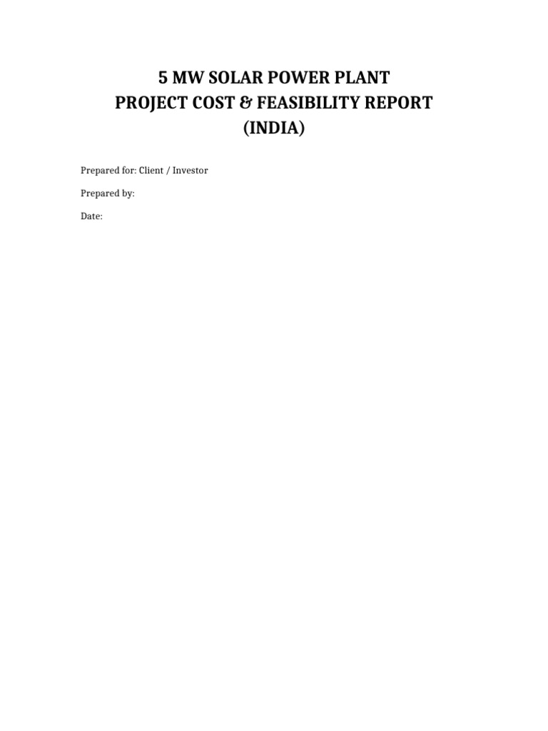 5 MW Solar Power Plant Professional Report | PDF | Solar Power ...