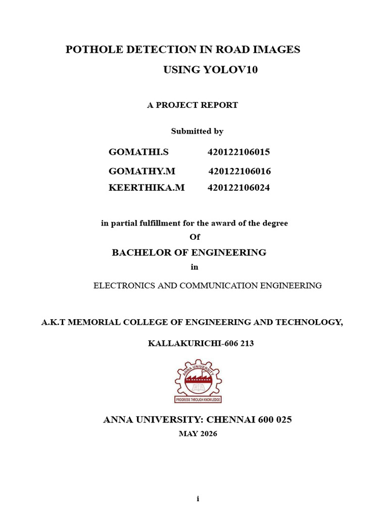 Pothole Detection (1).Docx | PDF | Machine Learning | Artificial ...