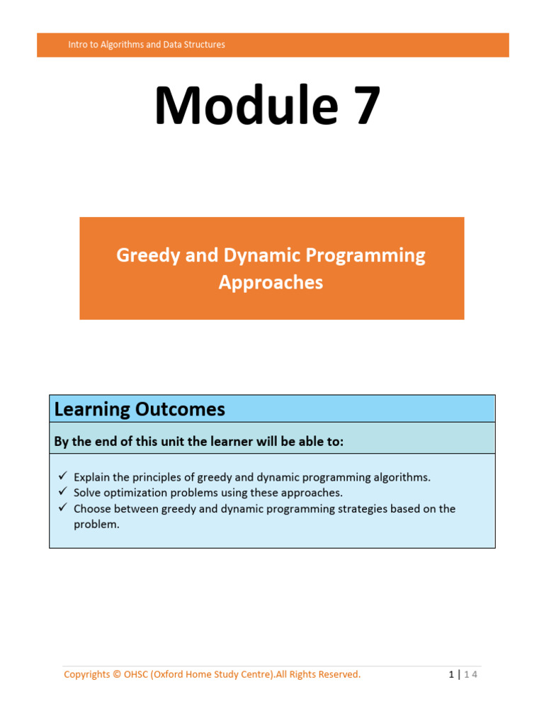 1742893043Module 7 Greedy and Dynamic Programming Approaches | PDF ...