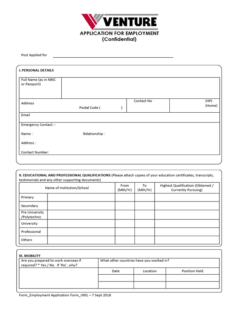Penang_Form_Employment Application Form_r001 - 7 Sept 2018-IDL - Copy ...