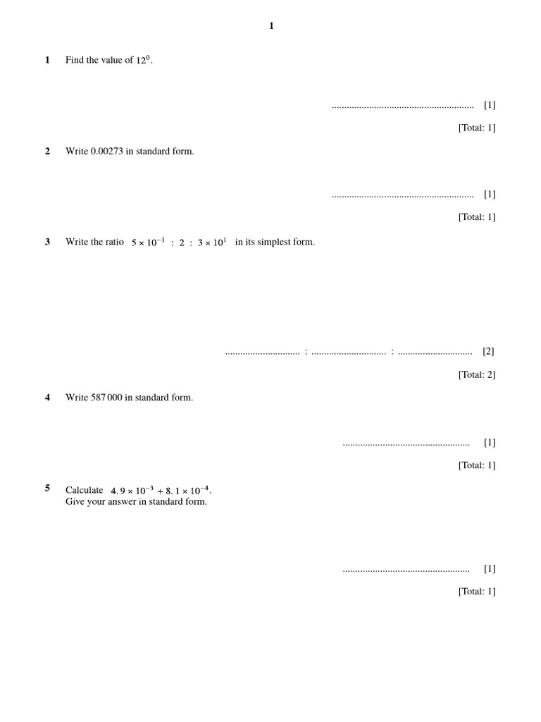 Standard Form and Indices | PDF | Mathematics | Arithmetic