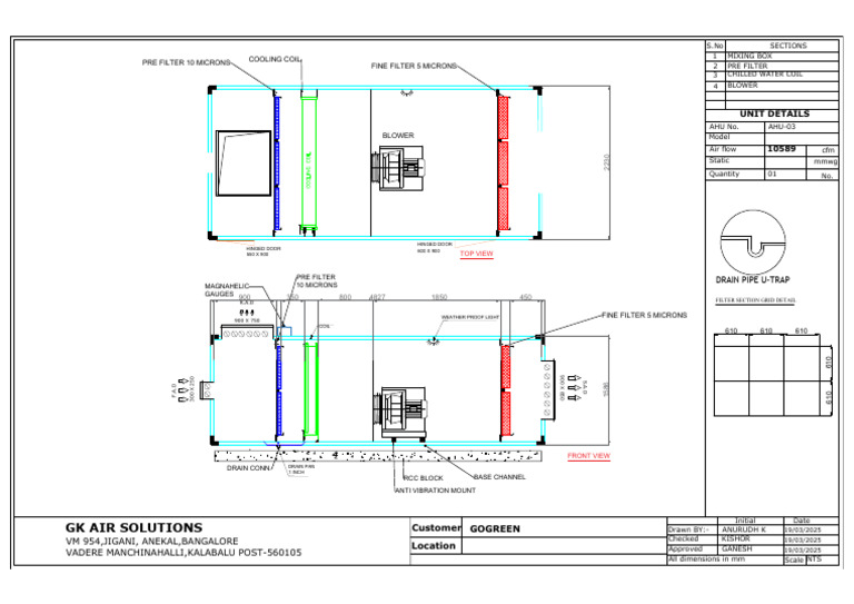 AHU Layout - 4000 CFM-Model | PDF | Mechanical Engineering | Building ...