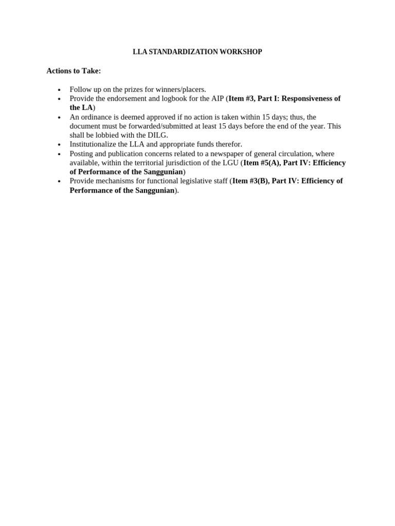 LLA - Actions to Take | PDF