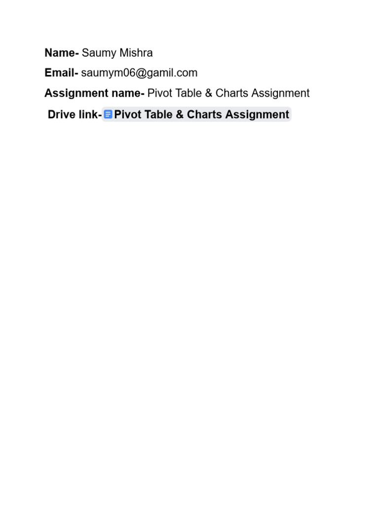 Pivot Table & Charts - Google Docs | PDF
