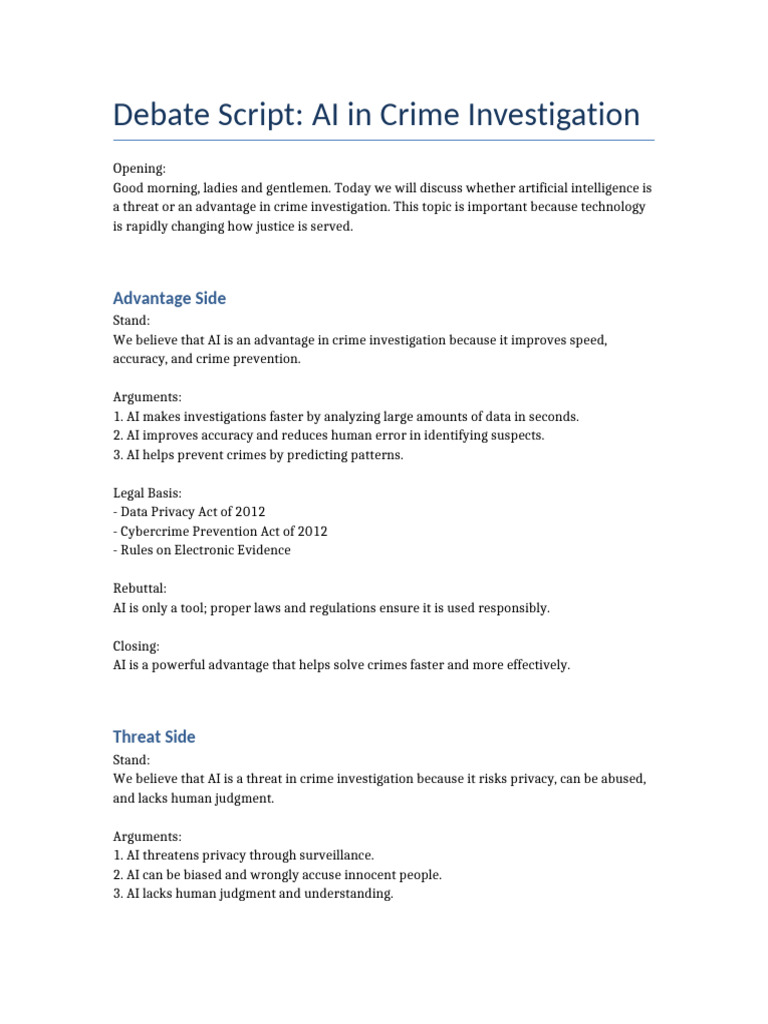 AI Debate Script | PDF
