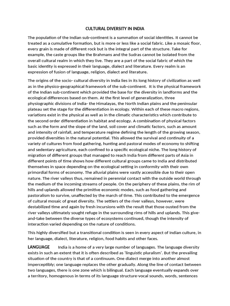 Cultural Diversity in India | PDF | Vedas
