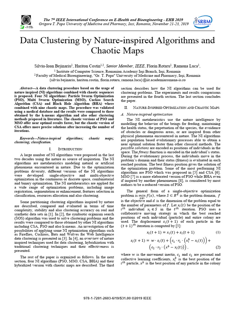 Nature Inspired Based Clustering1 | PDF | Cluster Analysis | Metaheuristic