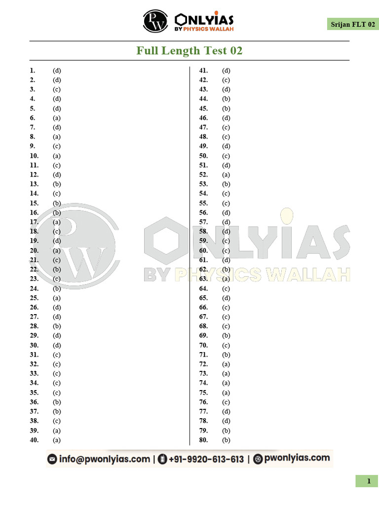 CSAT Full Length Test 02 Answers (English) | PDF | Sustainability