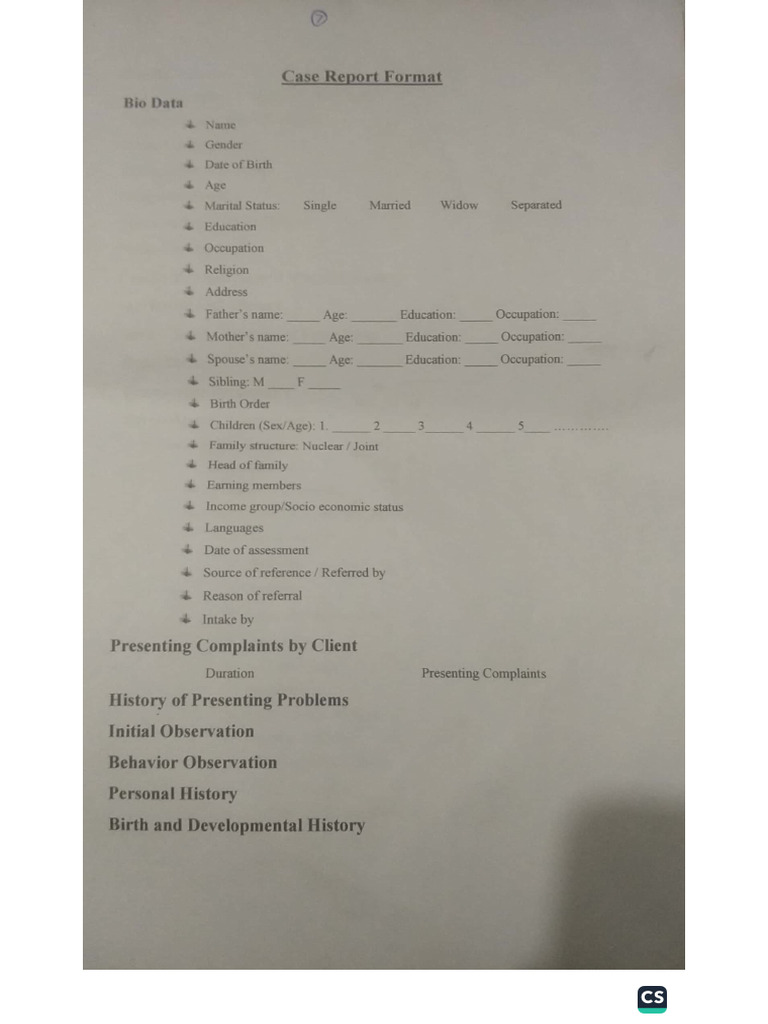 Case Report Form | PDF