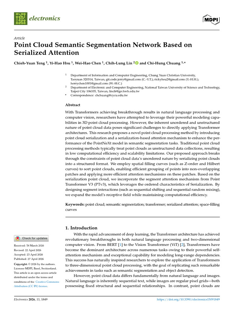 Point Cloud Semantic Segmentation Network Based on Serialized Attention ...