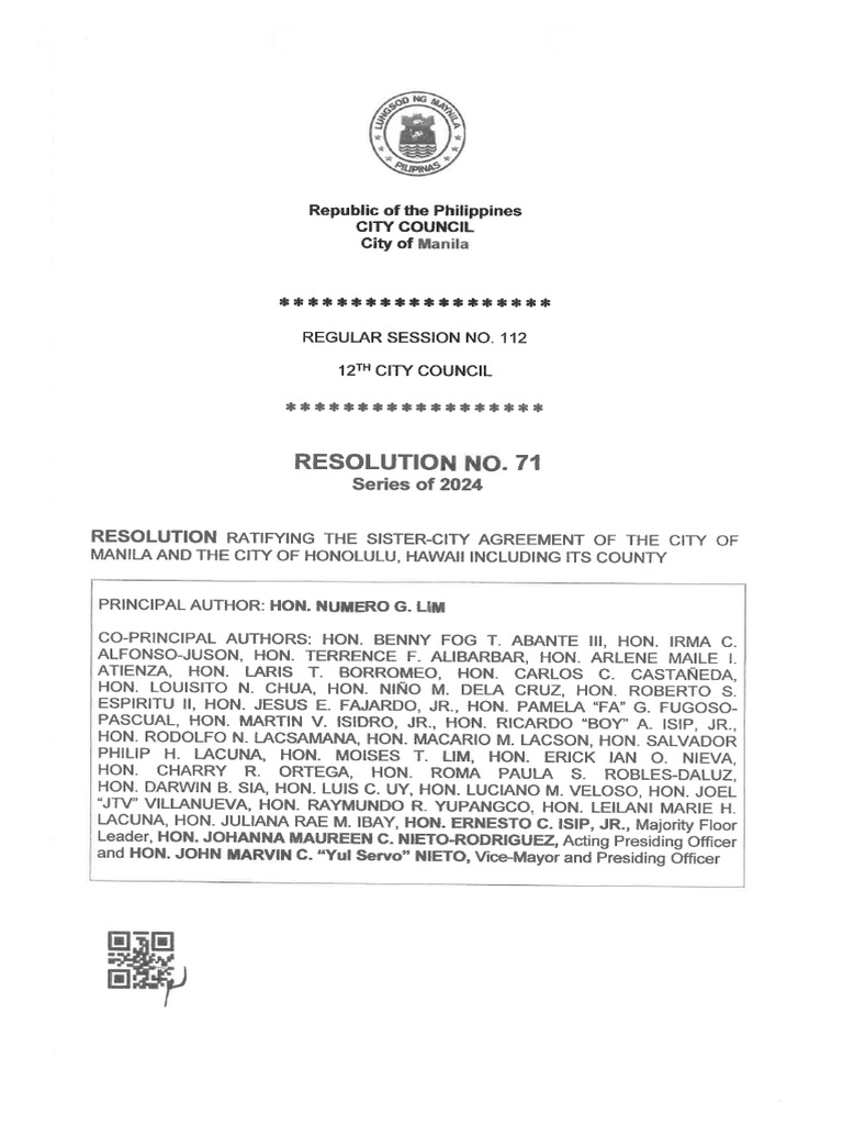 Resolution No. 71 s2024 | PDF