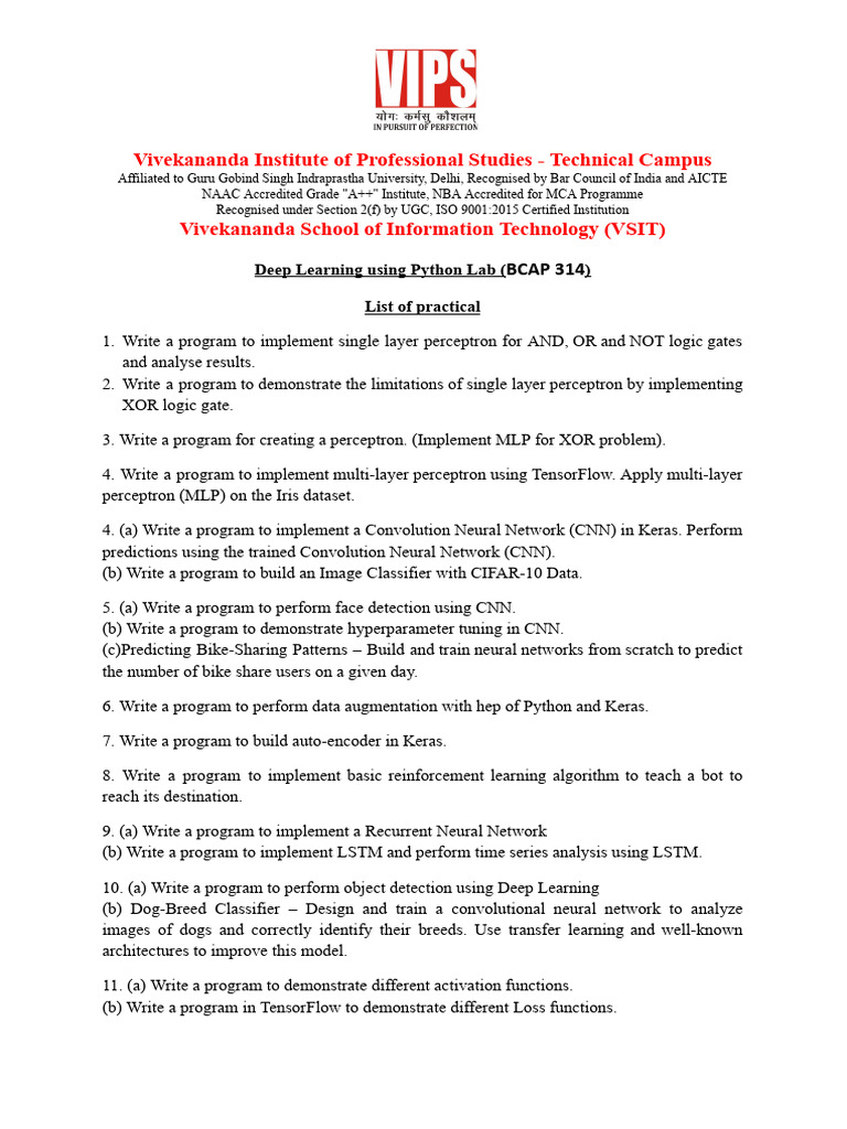 Deep Learning using Python Lab List_2026.docx | PDF | Deep Learning ...