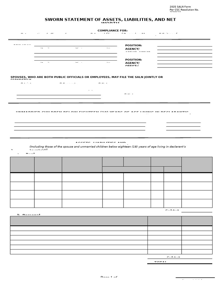 REVISED 2026 SALN FORM - dcf35fb9 851b 4dbe Aeae Ad7bce643e62 | PDF ...