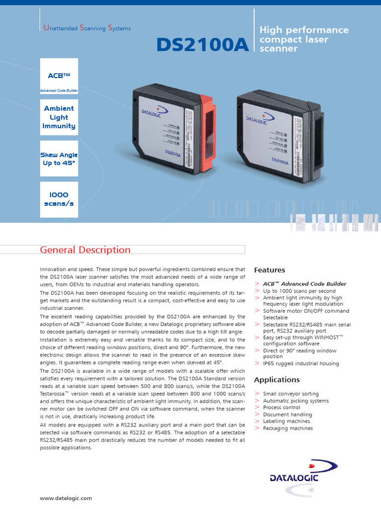 Datalogic DS2100A | PDF | Image Scanner | Computing