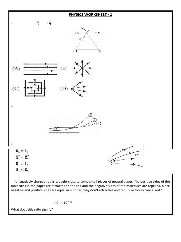 Electric Field Worksheet | PDF