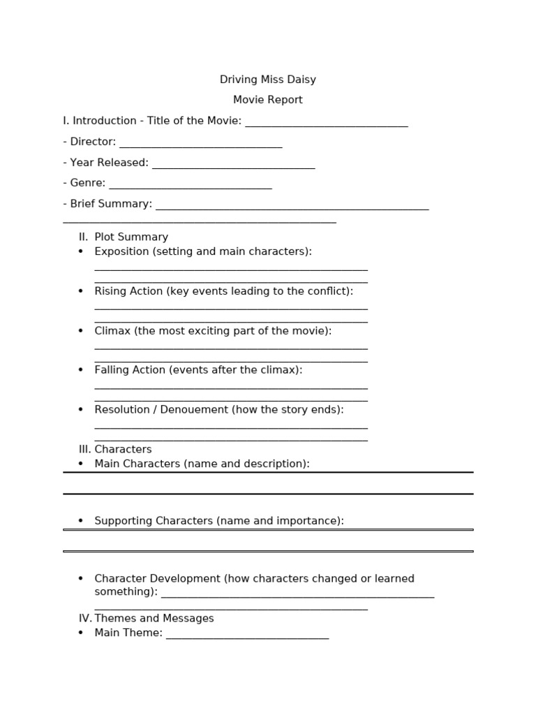 Grade9 Movie Report Template | PDF