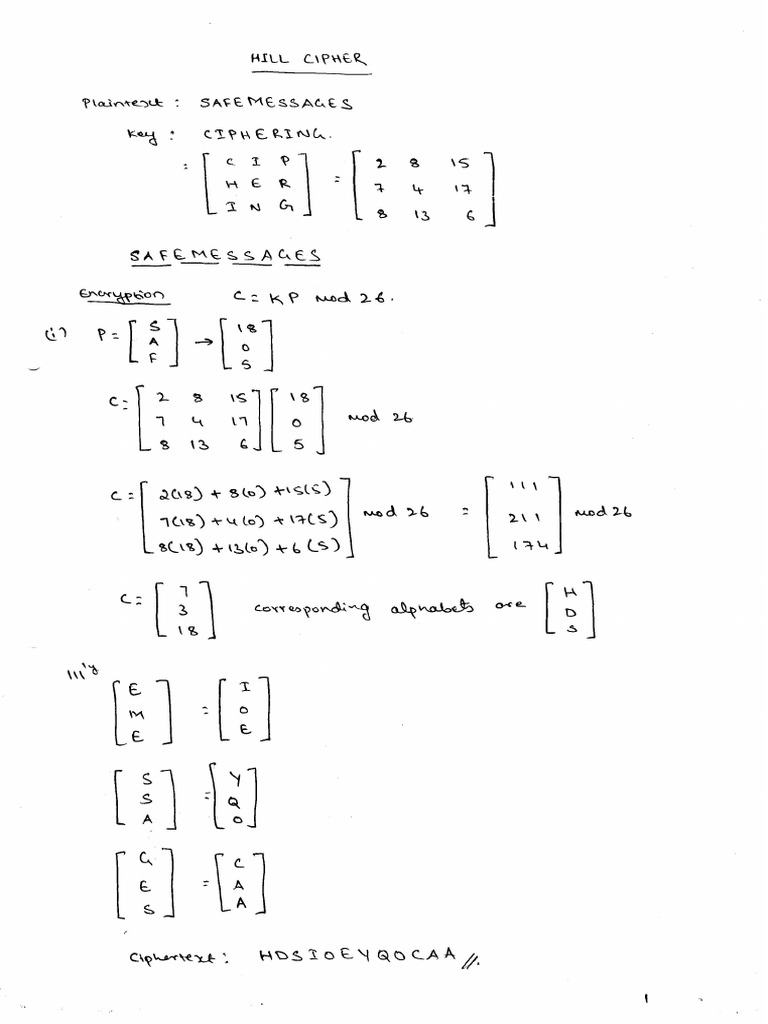 Hill Cipher | PDF