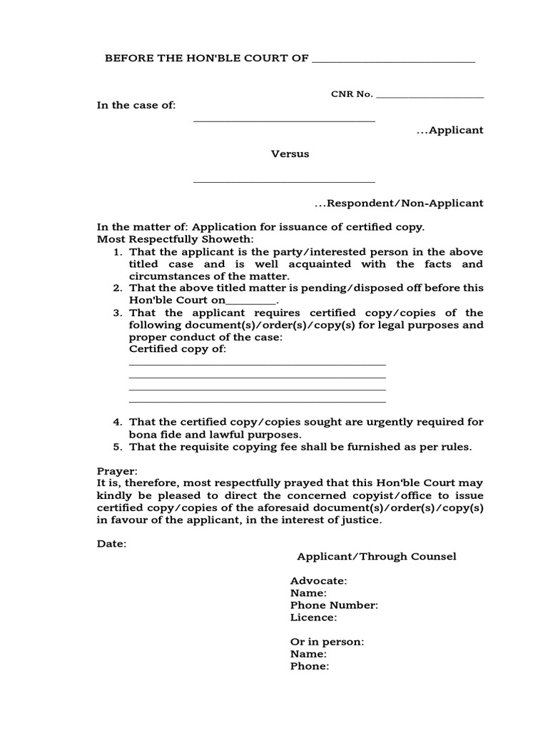 Certified Copy Application Format | PDF