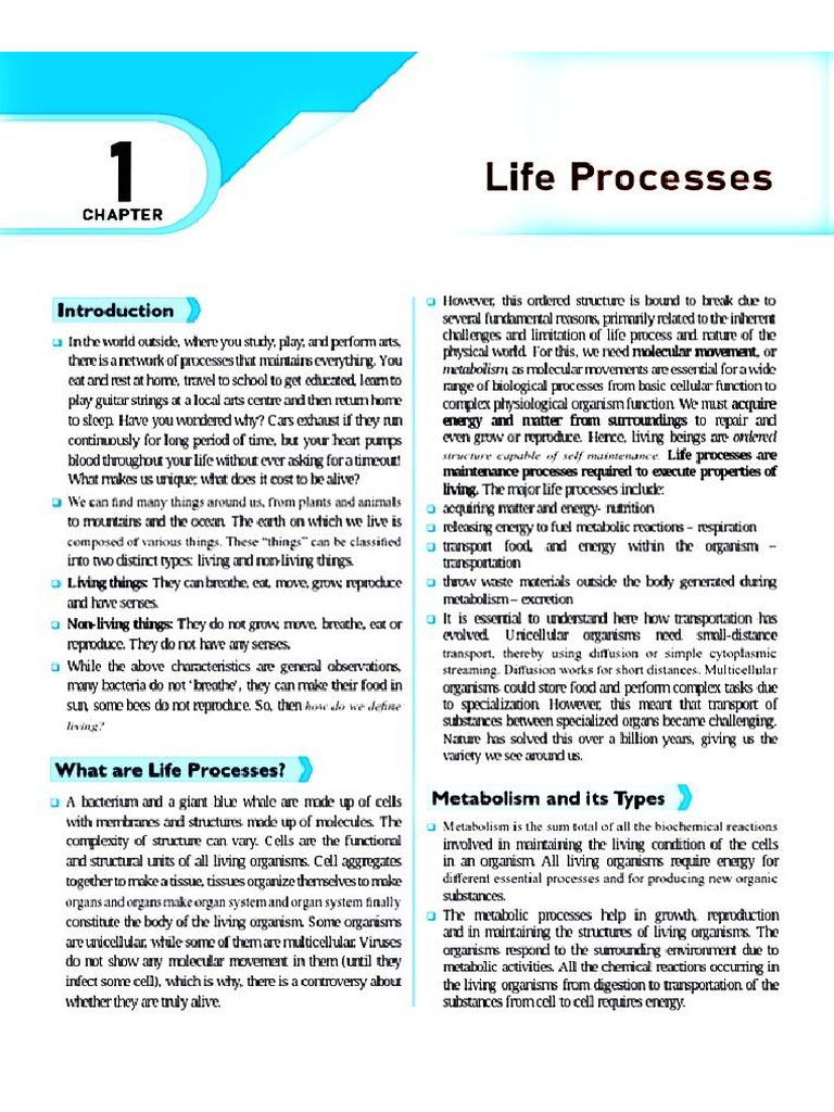Chapter 1 Biology Class 10 | PDF