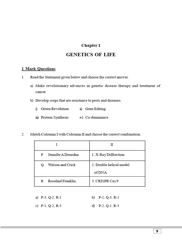 Bio-Vision_SSLC Biology Chapter 1 EM Sure a- QA | PDF | Genotype ...