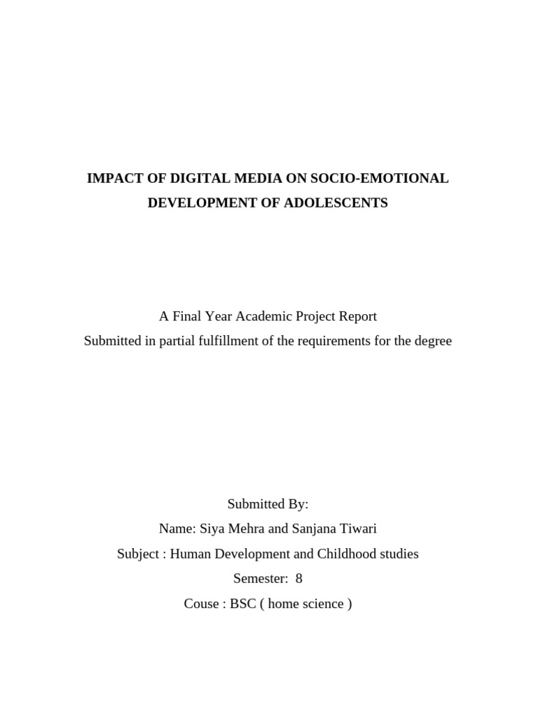 Final Year Project Digital Media Siya] | PDF | Cyberbullying | Sleep