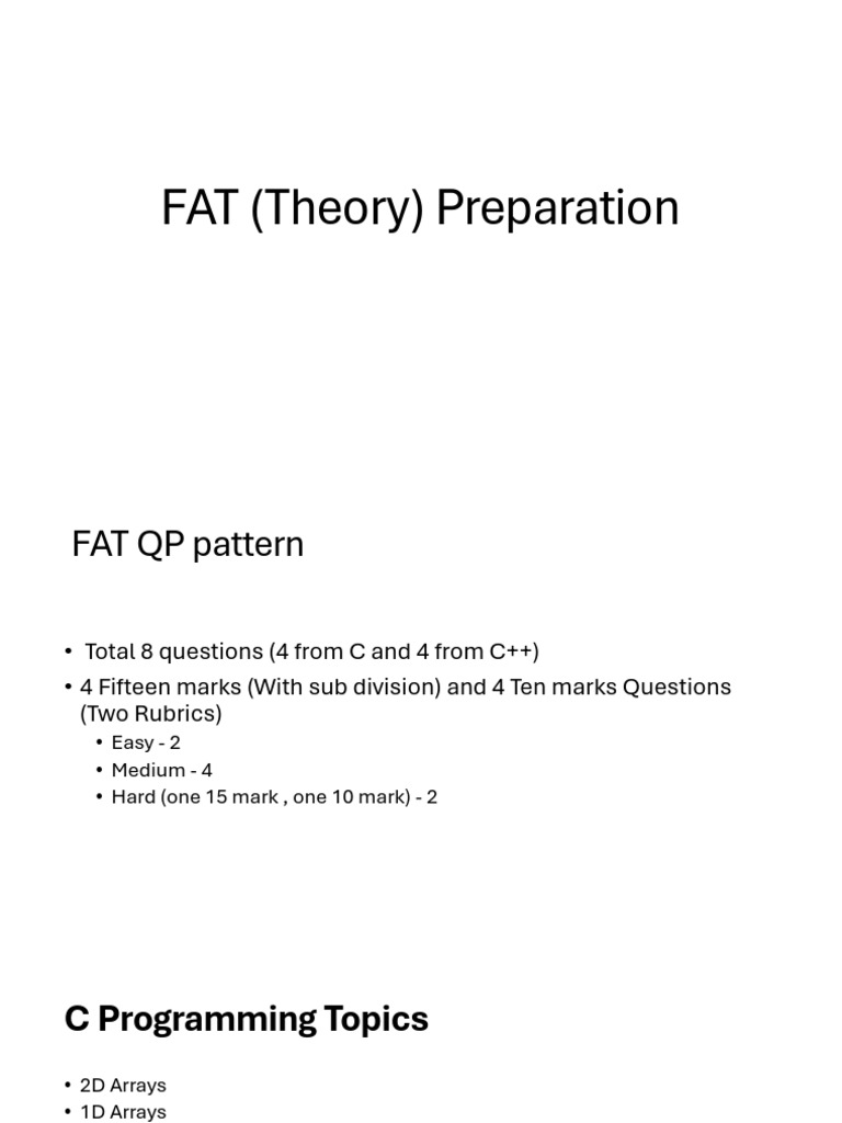 FAT (Theory) Preparation | PDF