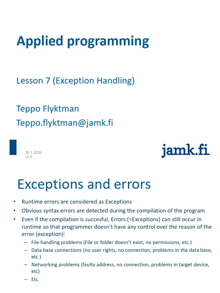 7 Lecture Exceptions-IO | PDF