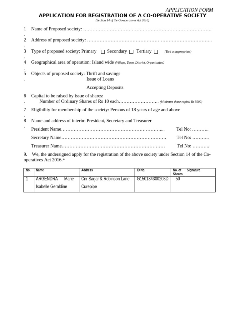 Application Form for Credit Union | PDF | Personal Finance | Banking